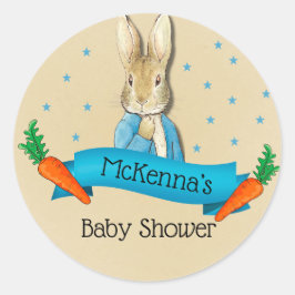 Peter Rabbit Carrots och Stars Boy Shower Runt Klistermärke