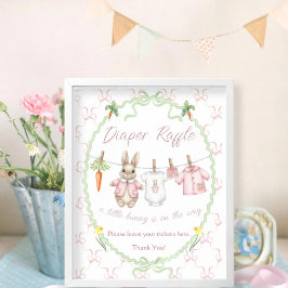 Peter Rabbit Clothesline Baby Shower Diaper Raffle Poster