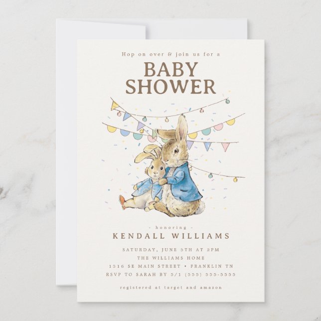 Peter Rabbit | Confetti Baby Shower Inbjudningar (Framsida)