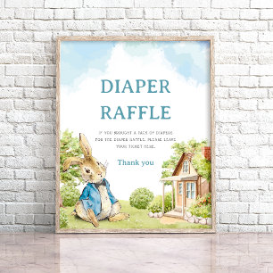 Peter Rabbit Diaper Raffle Baby Shower Game Poster
