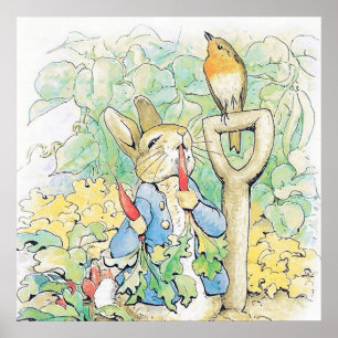 "Peter Rabbit Eats a Carrot" av Beatrix Potter Poster