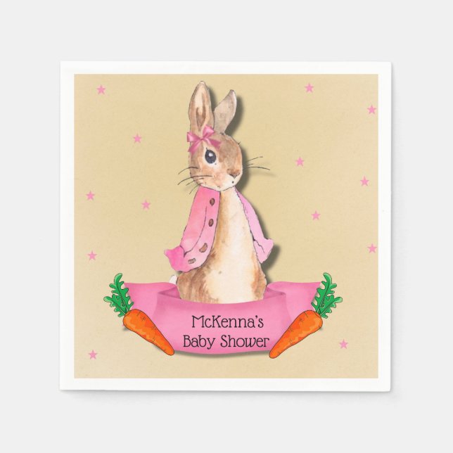Peter Rabbit Flopsy Rosa Girl Baby Shower Pappersservett (Framsidan)