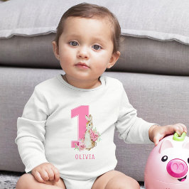 Peter Rabbit, första födelsedag, baby bodydräkt T Shirt