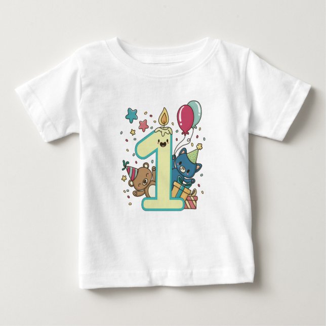Peter Rabbit | Första födelsedagen med Namn Baby T Shirt (Framsida)