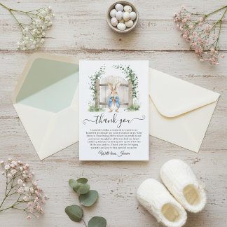 Peter Rabbit Garden Gate Greenery Baby Shower  Tack Kort