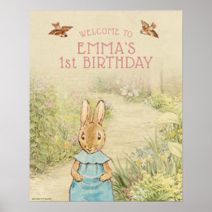 Peter Rabbit - Girl   Första födelsedag Välkomna Poster