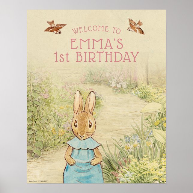 Peter Rabbit - Girl | Första födelsedag Välkomna Poster (Framsidan)