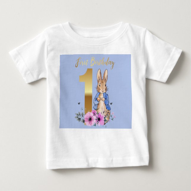 Peter Rabbit Guld 1:a födelsedag T Shirt (Framsida)