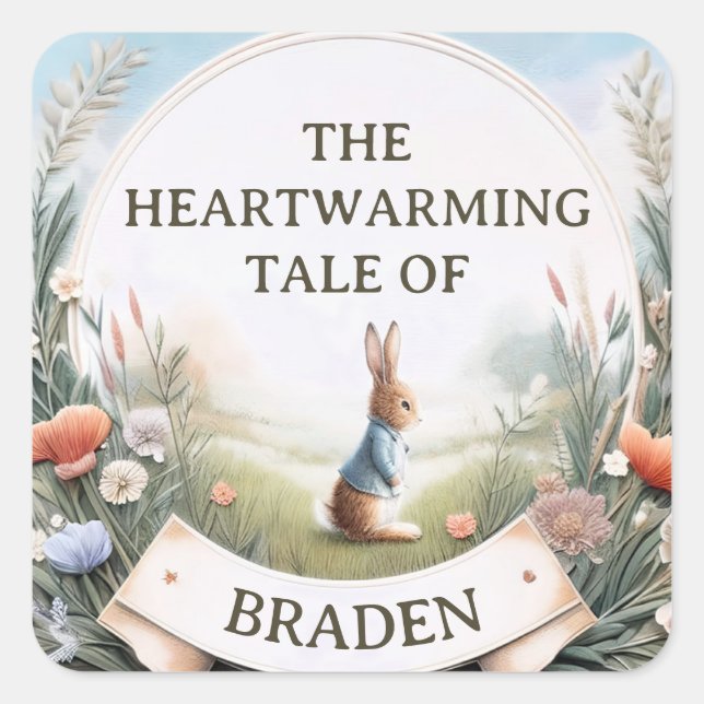 Peter Rabbit i Garden Fyrkantigt Klistermärke (Framsida)