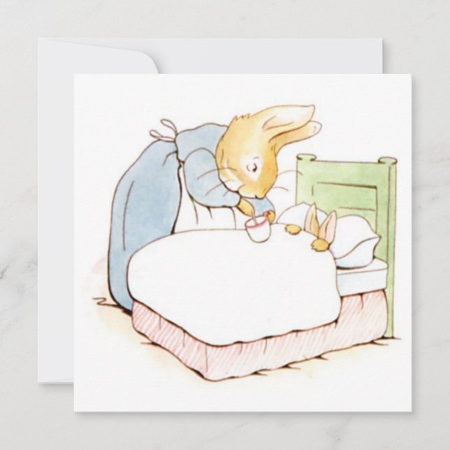 Peter Rabbit in Bed (Matas av hans Mor) Kort (Framsida)
