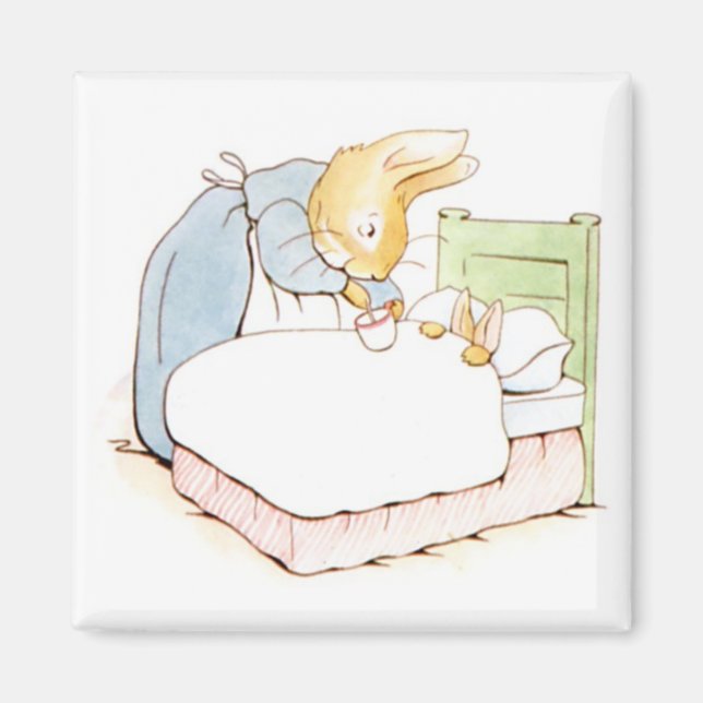 Peter Rabbit in Bed (Matas av hans Mor) Magnet (Framsidan)