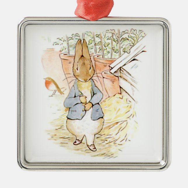 Peter Rabbit in the Garden (av Beatrix-Potterna) Julgransprydnad Metall (Framsidan)