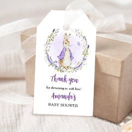 Peter Rabbit Lila Baby Shower Tack Presentetikett