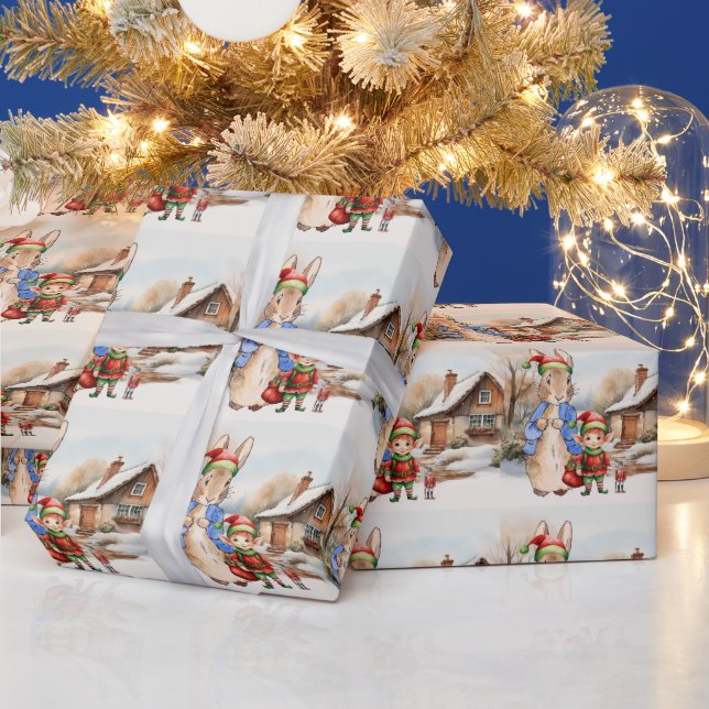 Peter Rabbit med Elf och snölandskap Presentpapper (Helgdagar)