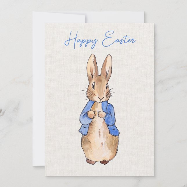 Peter Rabbit med Linen Background Julkort (Framsida)