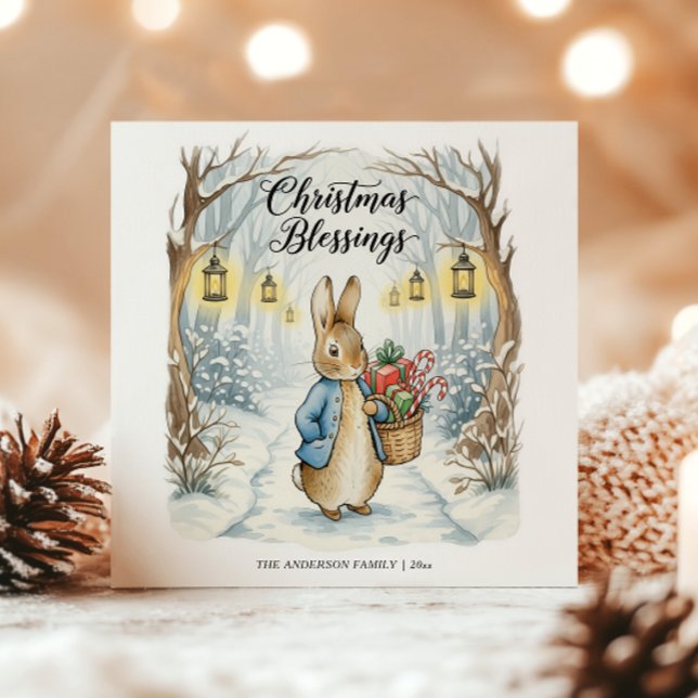 Peter Rabbit mysiga skogsjul Julkort (Skapare uppladdad)