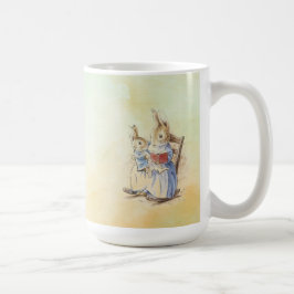 Peter Rabbit och Beniamin Bunny Square Sticker Kaffemugg