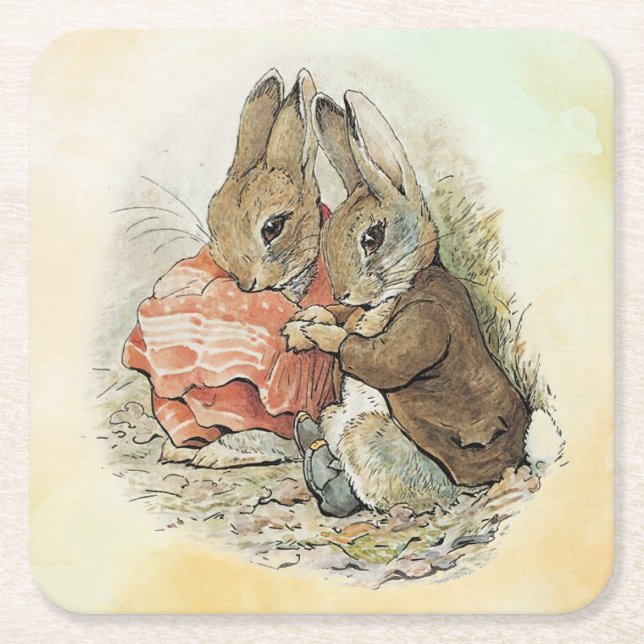 Peter Rabbit och Beniamin Bunny Underlägg Papper Kvadrat (Framsidan)