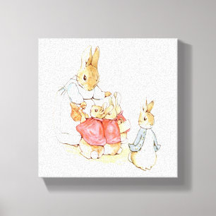 Peter Rabbit och hans systrar (av Beatrix Potter) Canvastryck