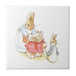 Peter Rabbit och hans systrar (av Beatrix Potter) Kakelplatta