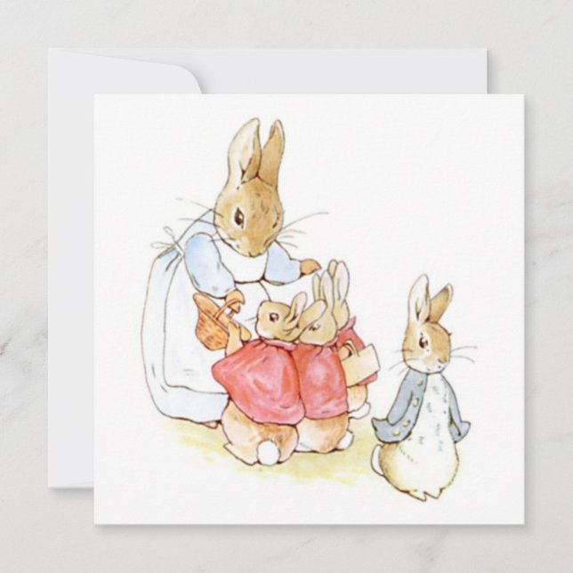 Peter Rabbit och hans systrar (av Beatrix Potter) Kort (Framsida)