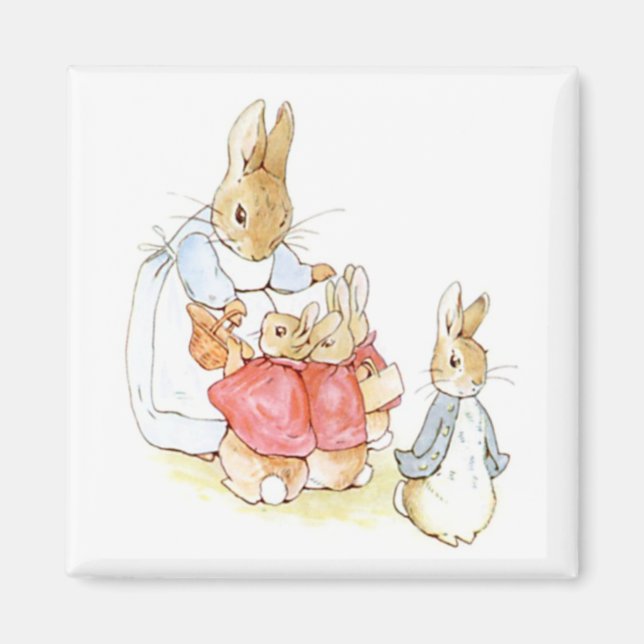Peter Rabbit och hans systrar (av Beatrix Potter) Magnet (Framsidan)