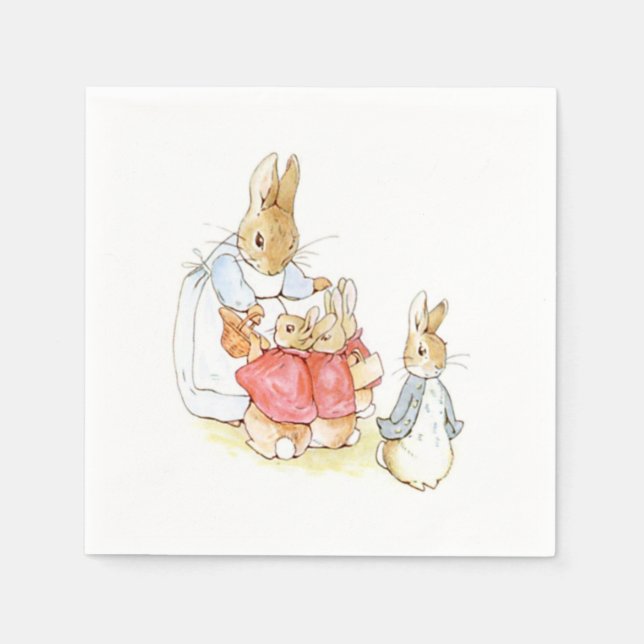 Peter Rabbit och hans systrar (av Beatrix Potter) Pappersservett (Framsidan)