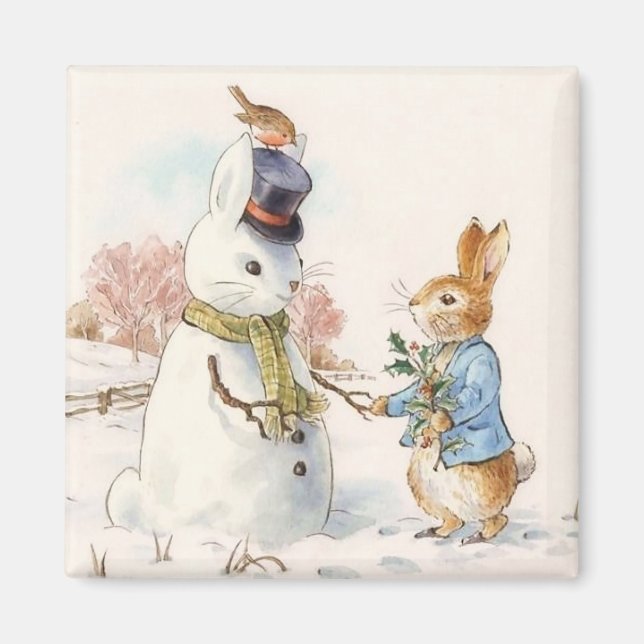 Peter Rabbit och Snögubbe efter Beatrix Potter Magnet (Framsidan)