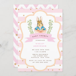 Peter Rabbit Pastel Rosa Girl Baby Shower Inbjudningar