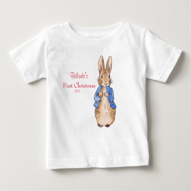 Peter Rabbit Personalize Första jul T Shirt (Framsida)
