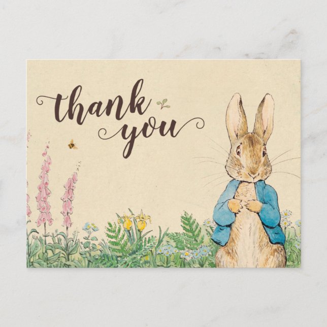 Peter Rabbit | Pojke Baby Shower Tackkort Vykort (Framsida)