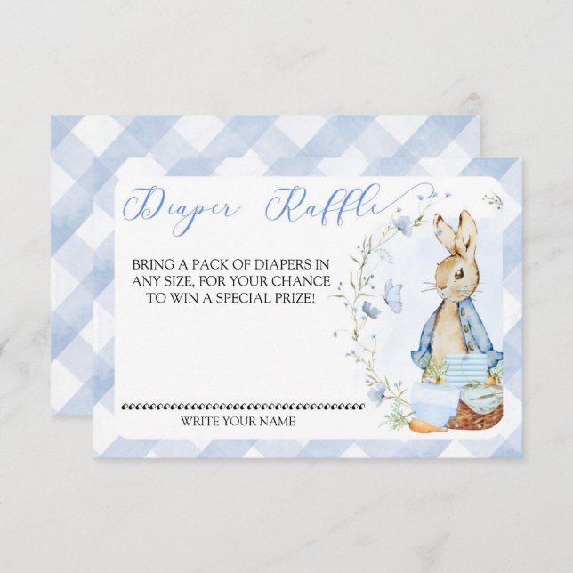 Peter Rabbit Pojke - Diaper Raffle Insert Card Tilläggskort (Fram/baksida)