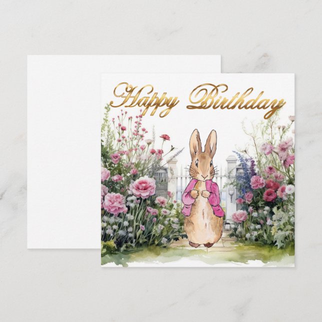 Peter Rabbit Rosa Jacka Garden Grattis på födelsed Kort (Fram/baksida)