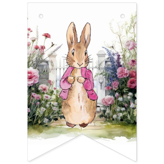 Peter Rabbit Rosa Jacka Garden Vimplar (Första flaggan)