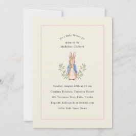 Peter Rabbit Rosa Vintage Baby Shower Inbjudningar