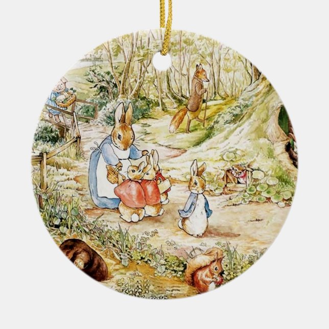 Peter Rabbit’s Neighbourhood by Beatrix Potter Julgransprydnad Keramik (Framsidan)