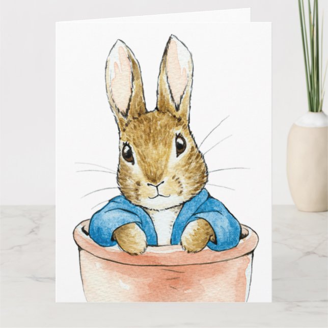Peter Rabbit Sitta i en växtpotatis Kort (Framsida)