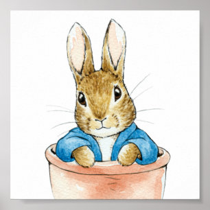Peter Rabbit Sitta i en växtpotatis Poster