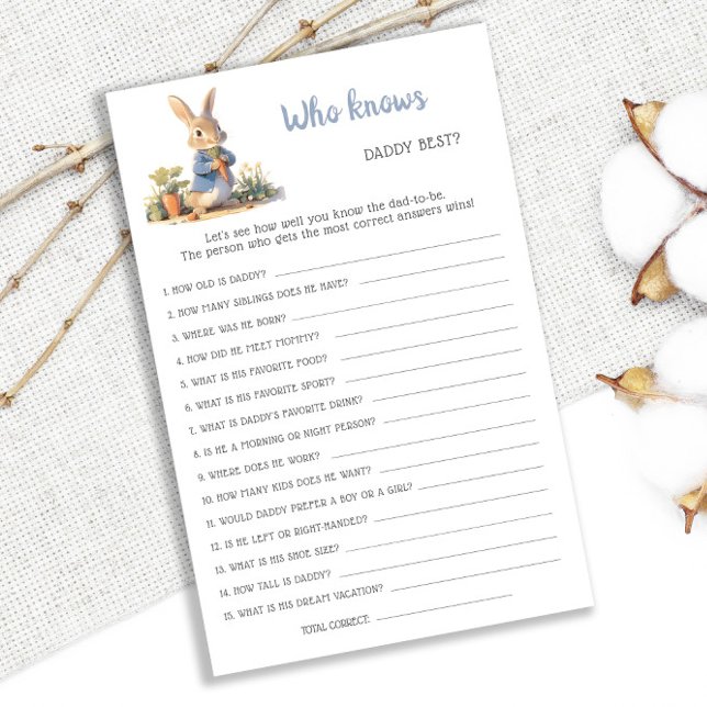 Peter Rabbit som känner pappa Best Baby Shower Gam (Skapare uppladdad)