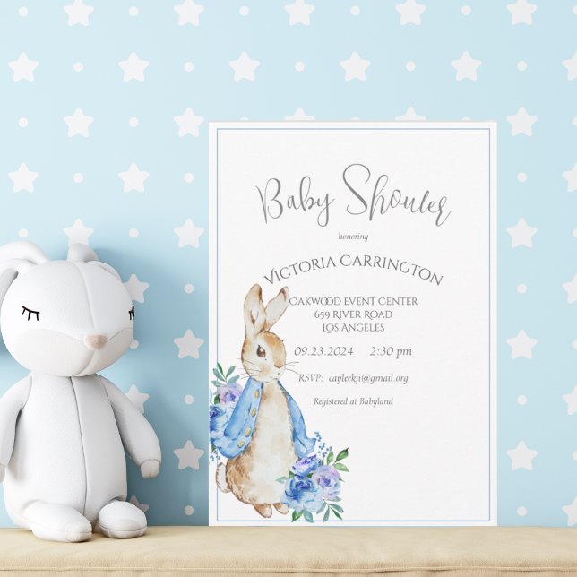 Peter Rabbit Watercolor Baby Shower Inbjudningar (Skapare uppladdad)