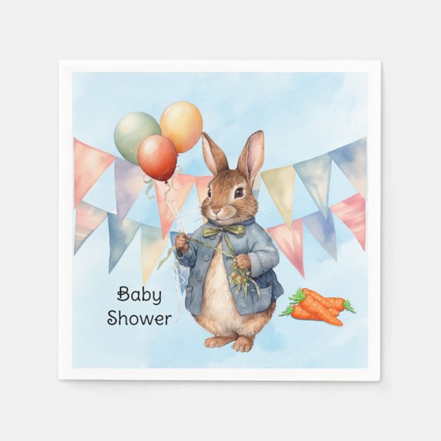 Peter Rabbit Watercolor Boy Shower Pappersservett (Framsidan)