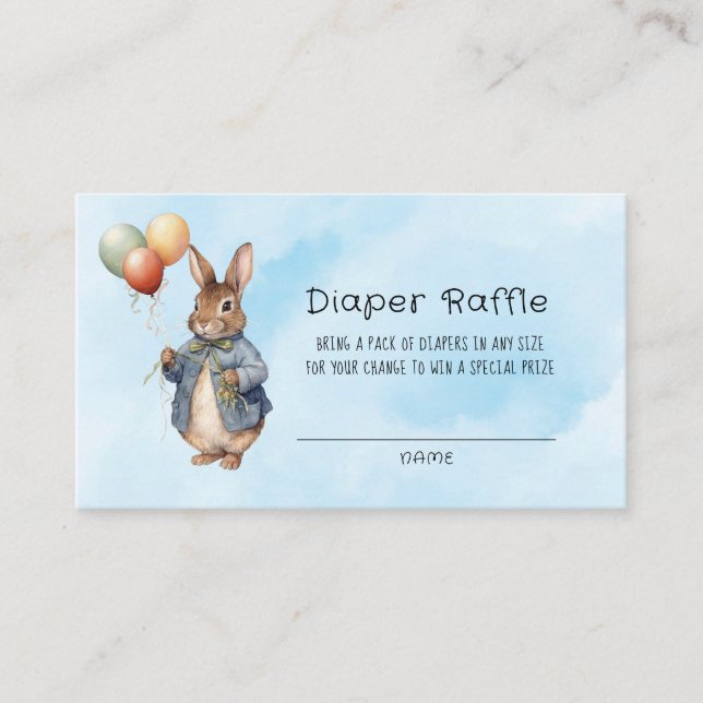 Peter Rabbit Watercolor Pojke Diaper Raffle Visitkort (Framsida)