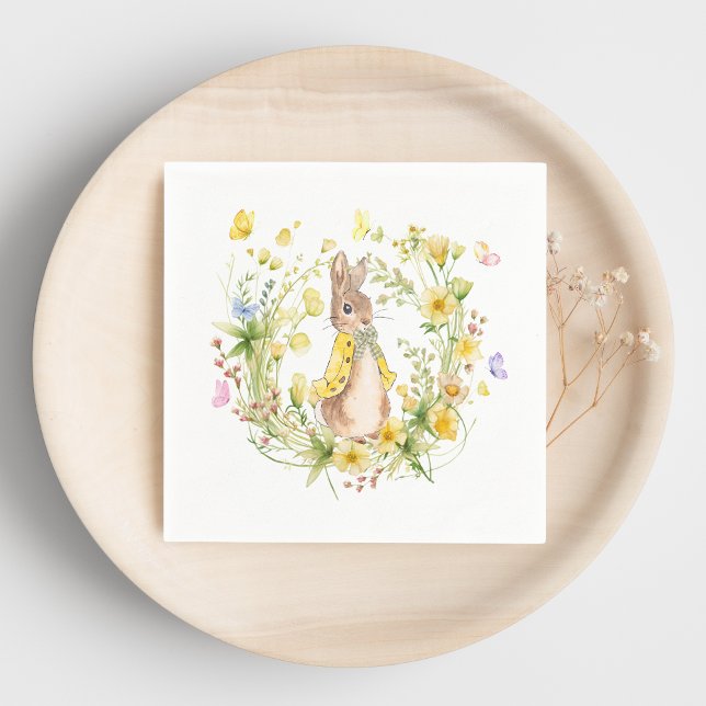 Peter Rabbit Wildblommor Baby Party Papper Napkins Pappersservett (Skapare uppladdad)
