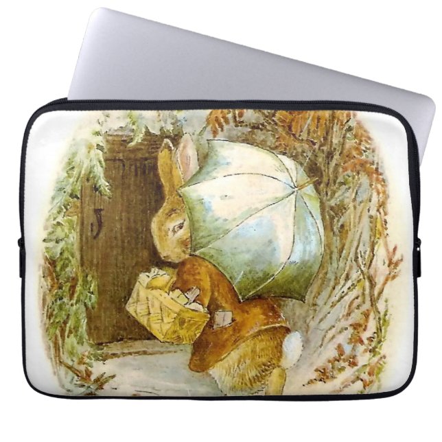 "Peter Rabbit with Winter Umbrella" av Beatrix Pot Laptop Fodral (Framsidan)