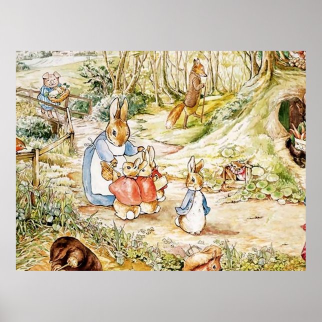 Peter Rabbits grannskap av Beatrix Potter Poster (Framsidan)