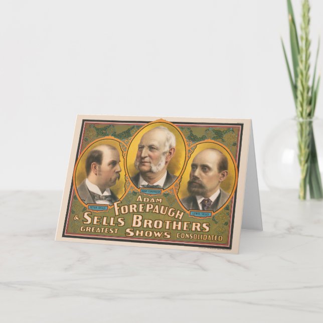 Peter Sells, Adam Forepaugh och Lewis Sells Kort (Framsida)