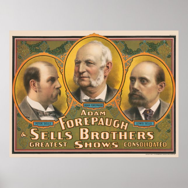 Peter Sells, Adam Forepaugh och Lewis Sells Poster (Framsidan)