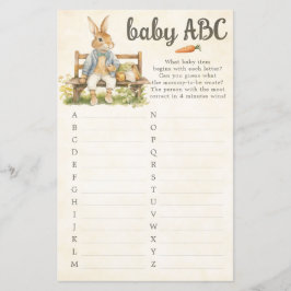 Peter The Rabbit Baby Shower ABC Spelkort