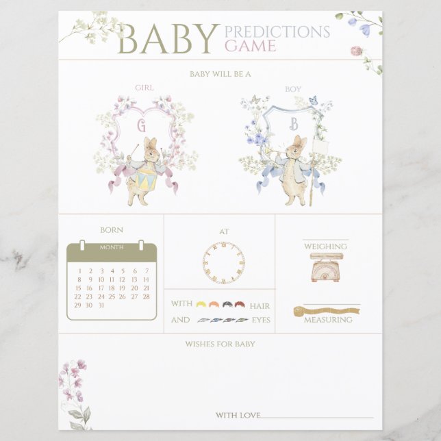 Peter the Rabbit Baby Shower Guessing Game (Framsida)