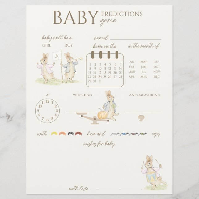 Peter the Rabbit Baby Shower Guessing Game (Framsida)